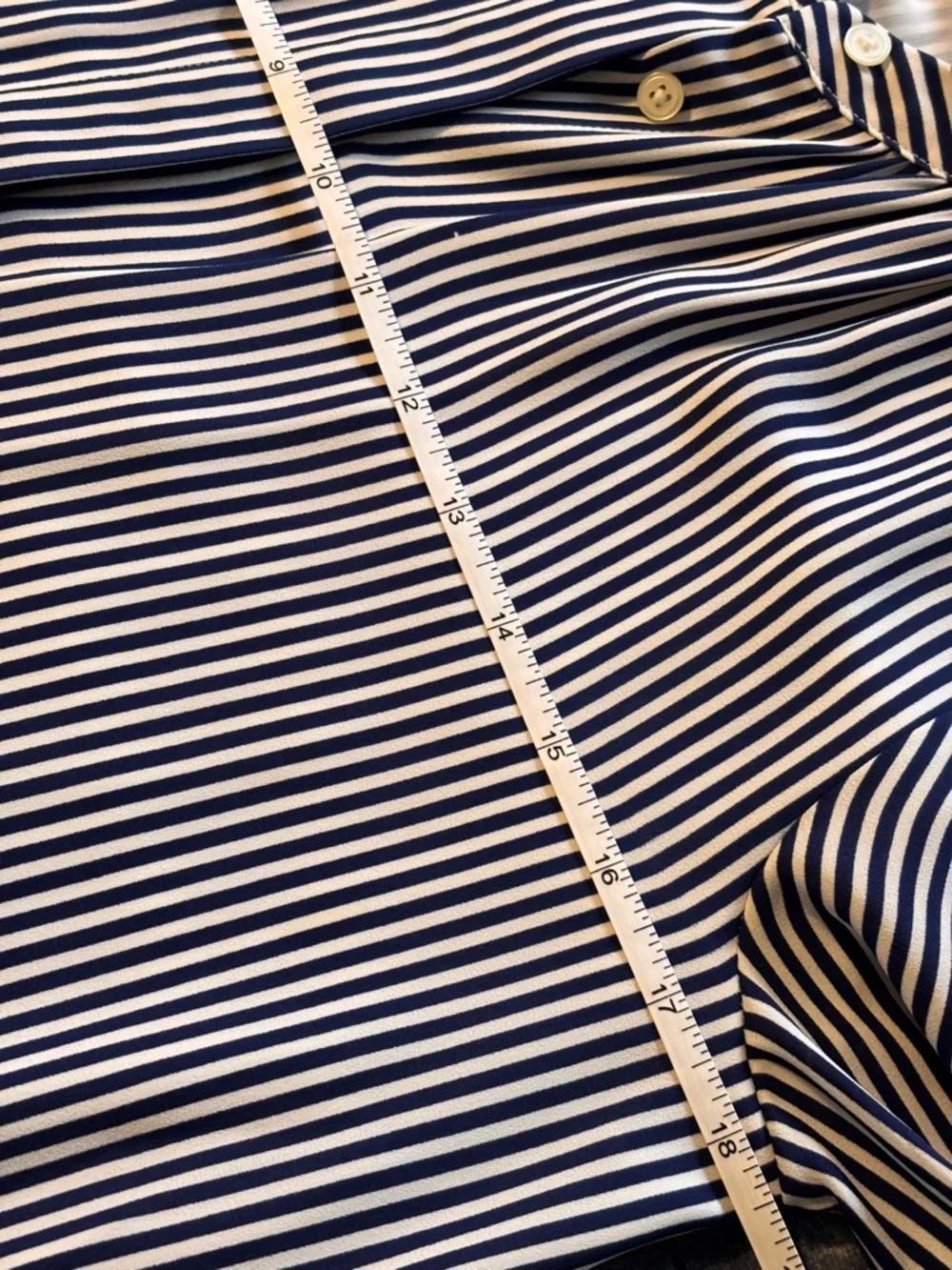🌸 LOFT Navy and White Vertical Stripe Button-Down Shirt Dress Size Small Petite
